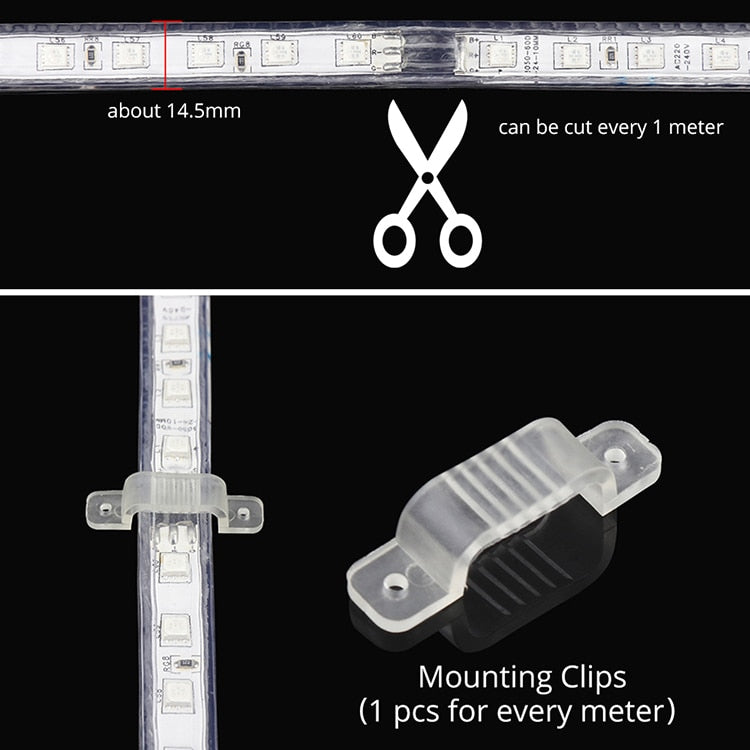 2 Finger touch Remote control RGB LED Strip 220V 220 V waterproof